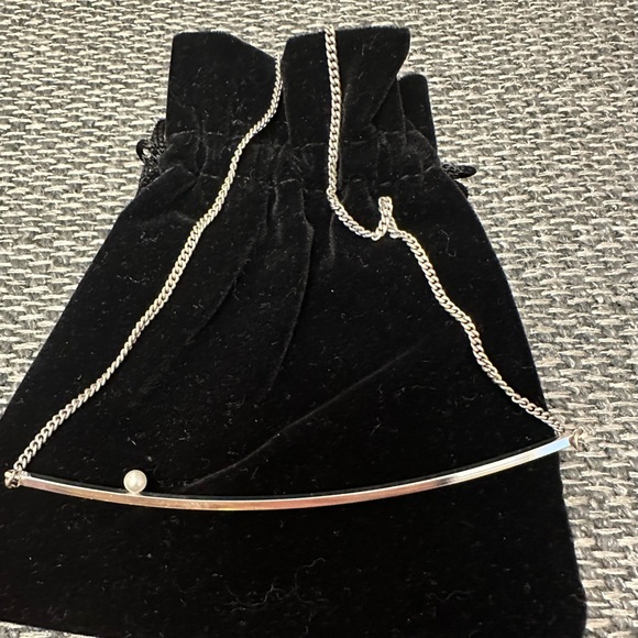 Cute Silver Bar Pearl Necklace Jewelry Accessory Holiday Gift Stocking Stuffer - Picture 3 of 3
